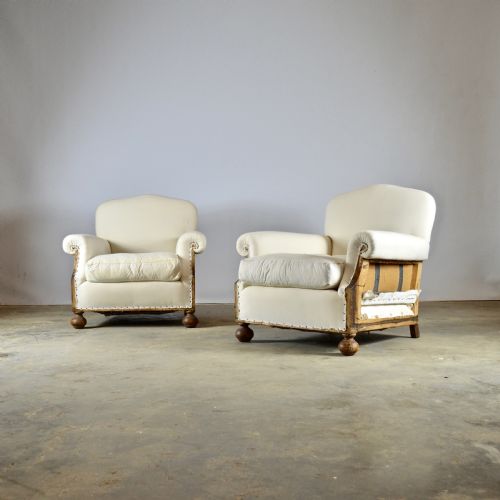 Pair of 1930s Armchairs, Full Reupholstery Inc.
