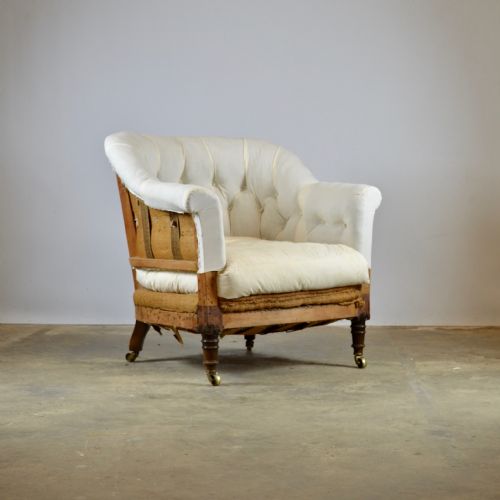 Buttoned Library Chair, Full Reupholstery Inc.
