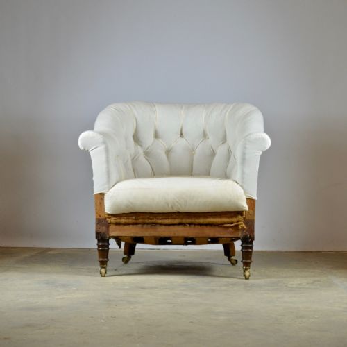 fig 1. Buttoned Library Chair, Full Reupholstery Inc.
