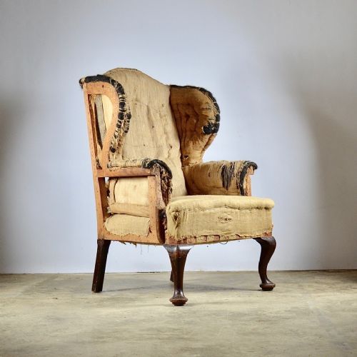 Large Cabriole Leg Wing Chair