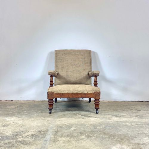 19TH CENTURY OPEN ARM LIBRARY CHAIR - ADDITIONAL PHOTO 1
