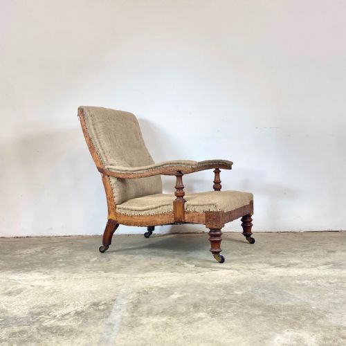 19TH CENTURY OPEN ARM LIBRARY CHAIR - ADDITIONAL PHOTO 2