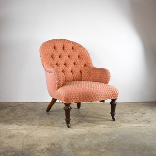 Pink Buttoned Back Library Chair