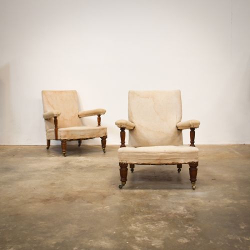 Pair of Late 19th Century Open Arm Library Chairs