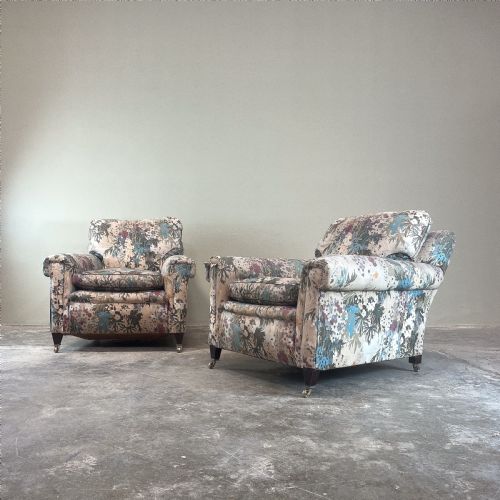 Pair of Extremely Deep Seated Maple and Son Armchairs