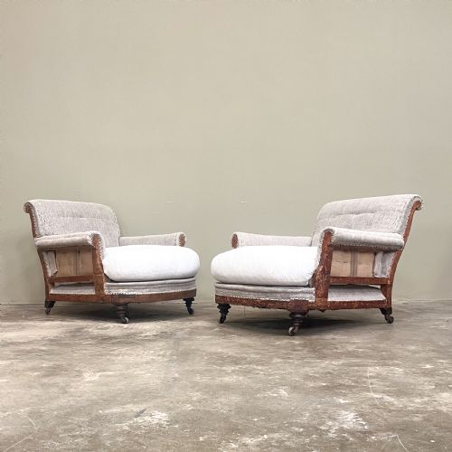 Matched Pair of Howard Style Club Armchairs
