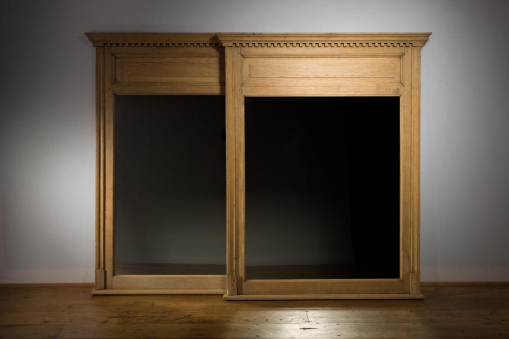 Pair of large bleached oak mirrors