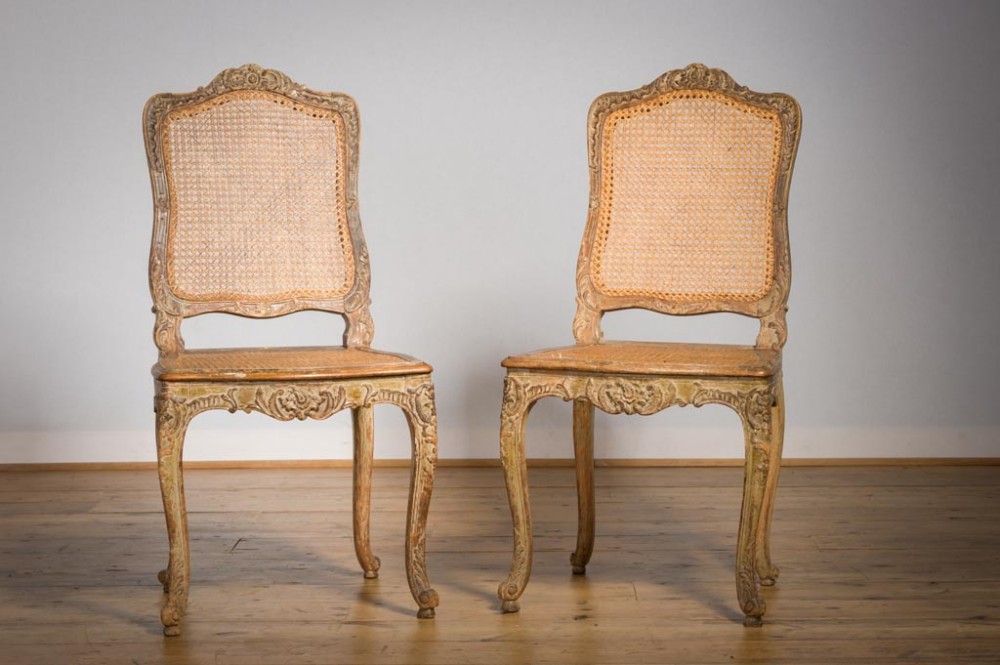 Pair of French caned side chairs
