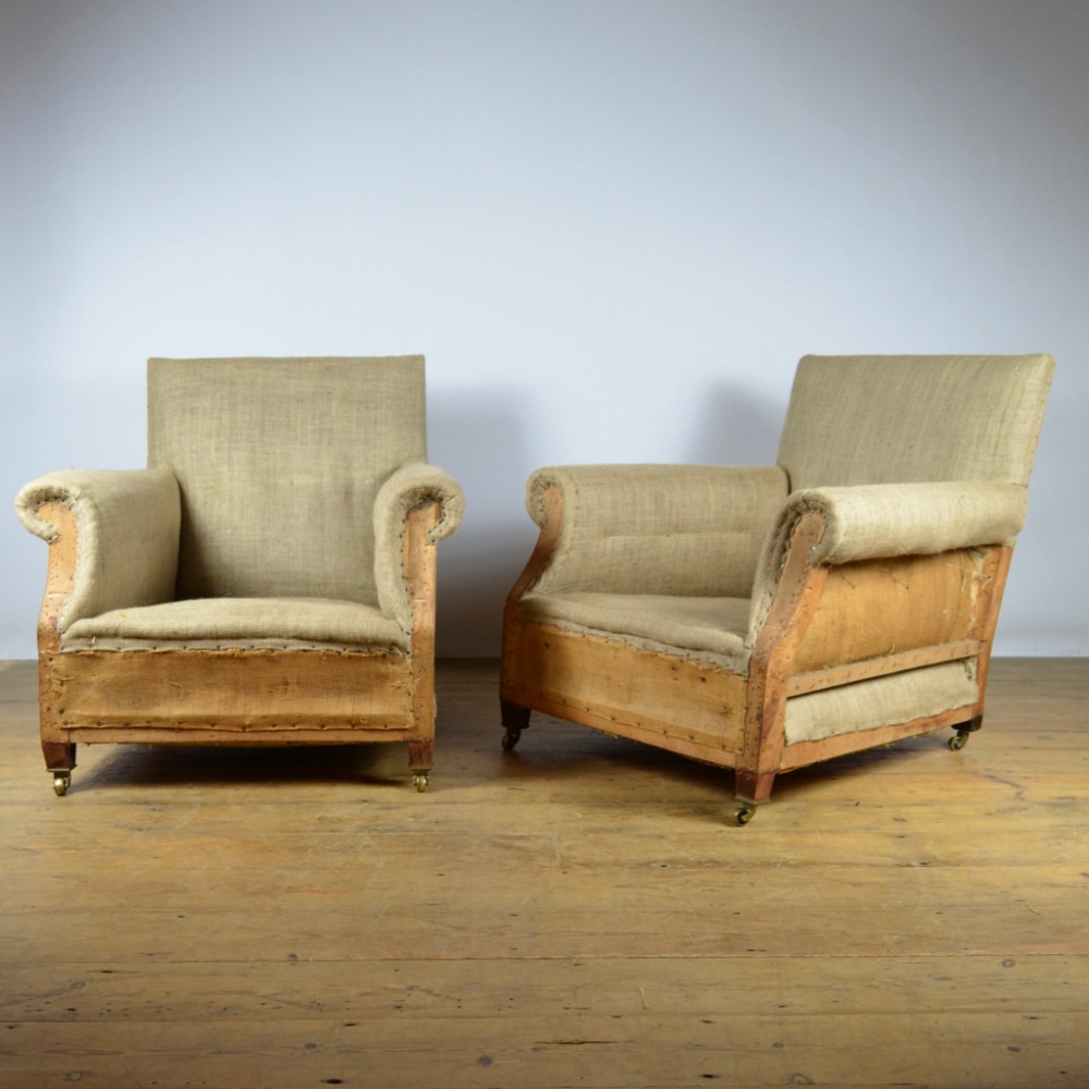 Pair of Edwardian Armchairs Incl. Full Reupholstery