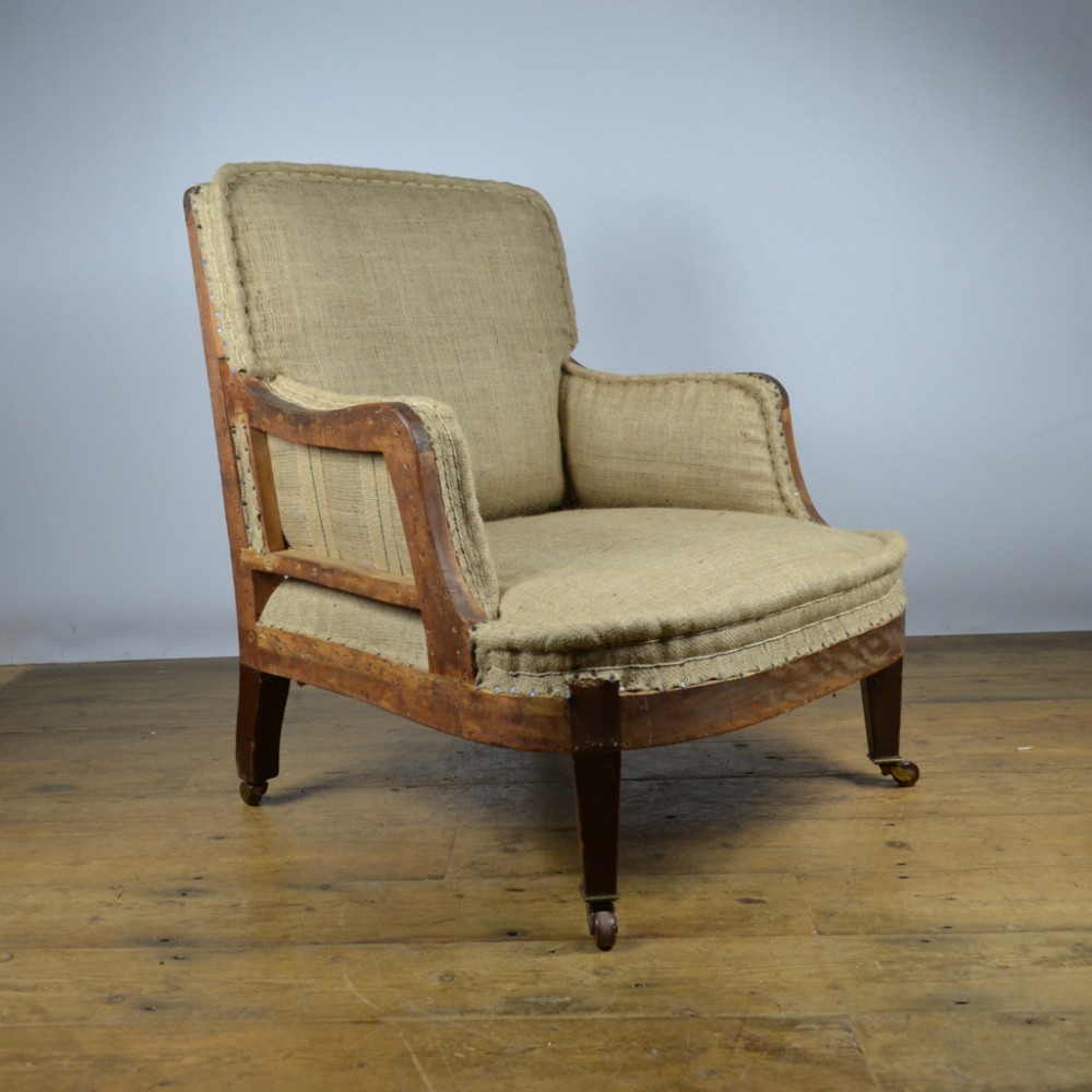 English Armchair On Taper Legs Inc. Full Reupholstery 