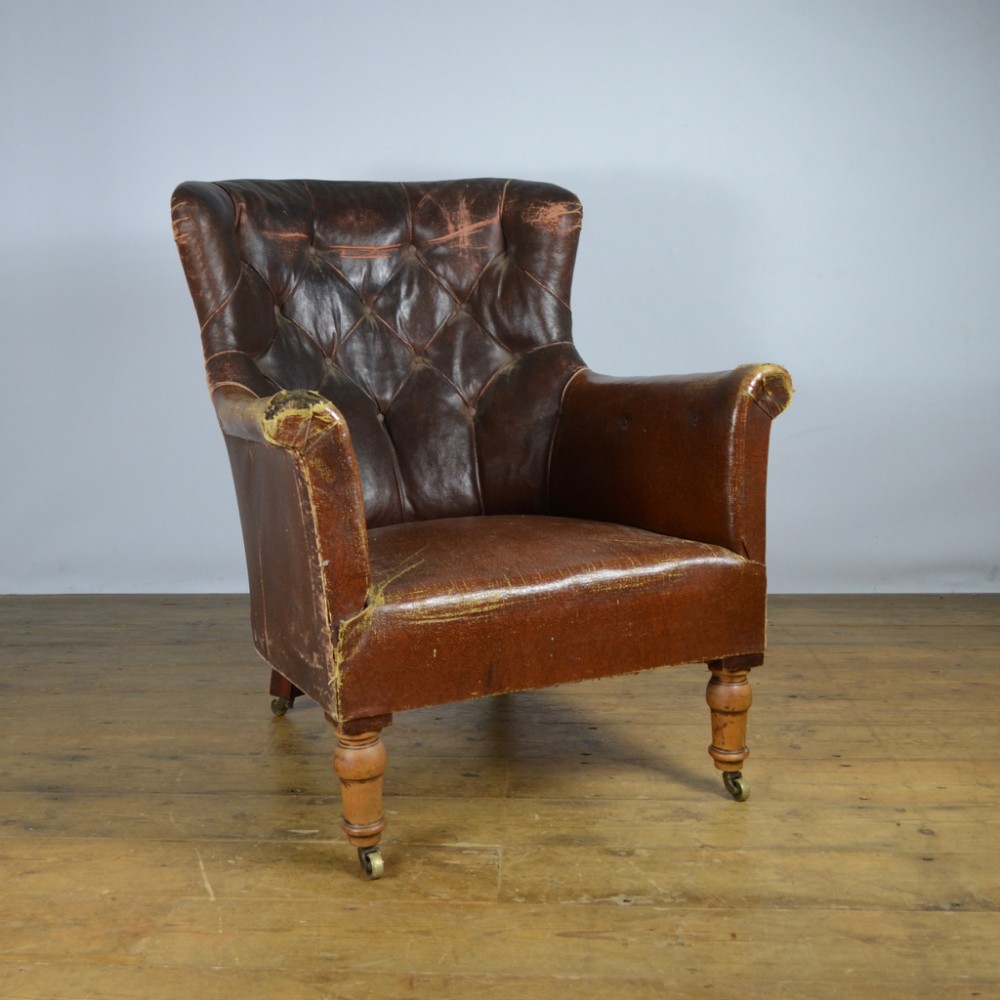 19TH CENTURY LIBRARY CHAIR, REUPHOLSTERY INCLUDED - C269