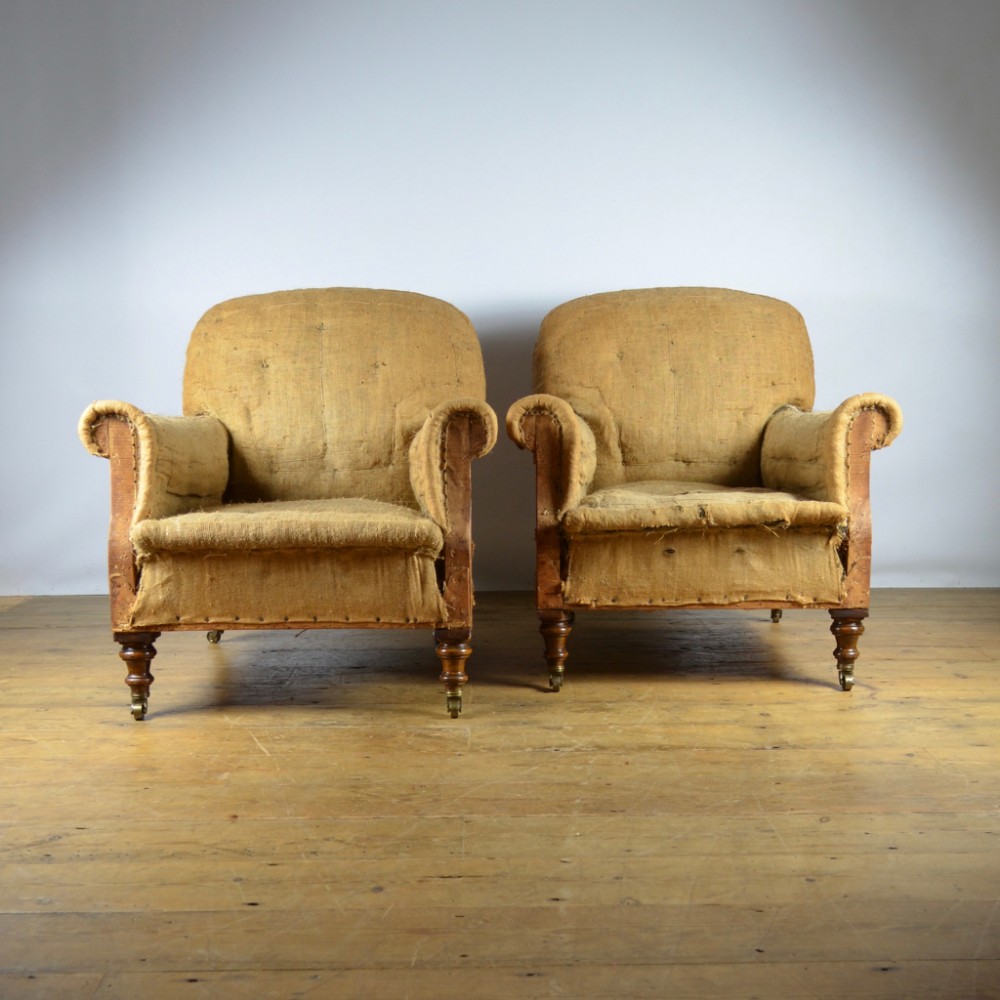 PAIR OF ENGLISH ARMCHAIRS - REUPHOLSTERY INCLUDED - C239