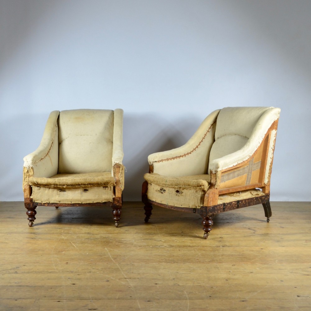 PAIR OF ENGLISH ARMCHAIRS - REUPHOLSTERY INC. - C282