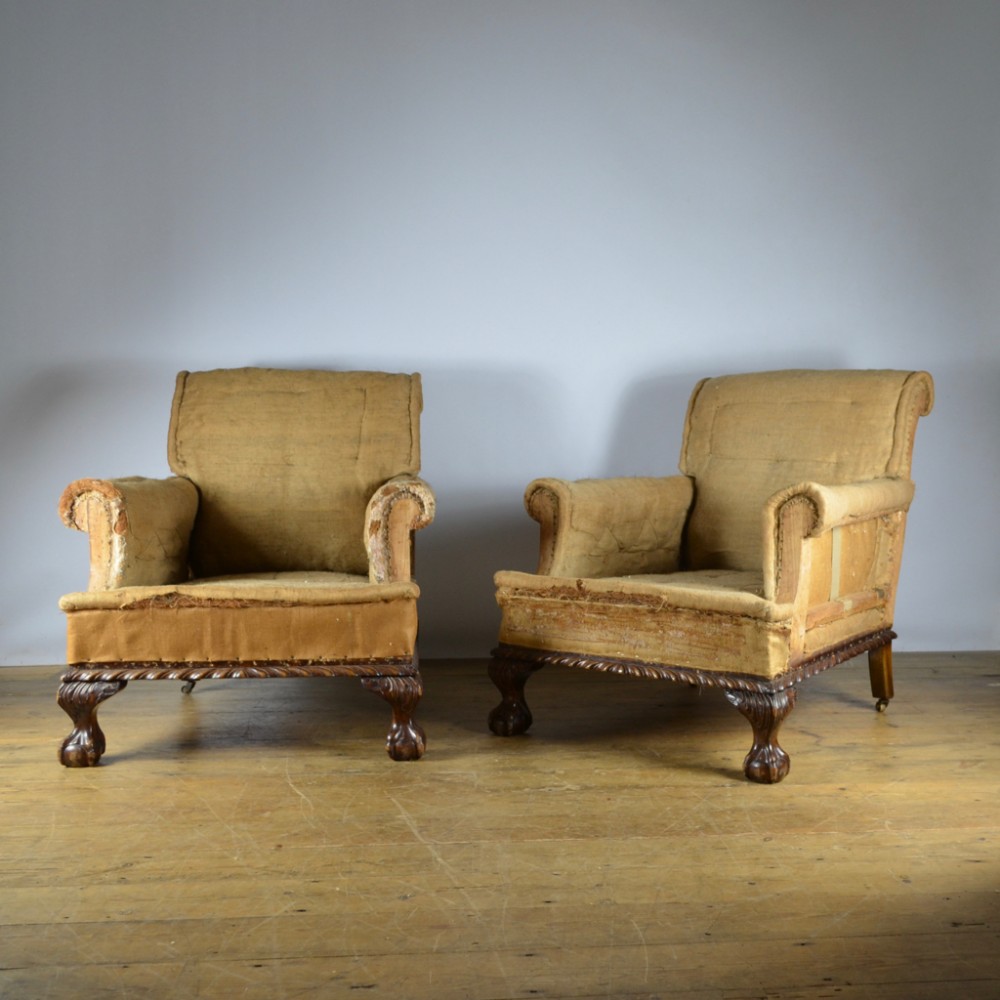 PAIR OF LARGE ENGLISH LIBRARY CHAIRS - REUP. INC. - C304