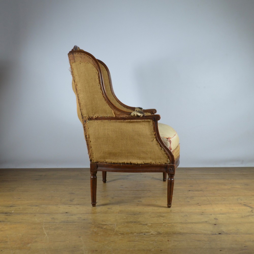 OAK FRENCH BERGERE CHAIR - REUPHOLSTERY INC. C857
