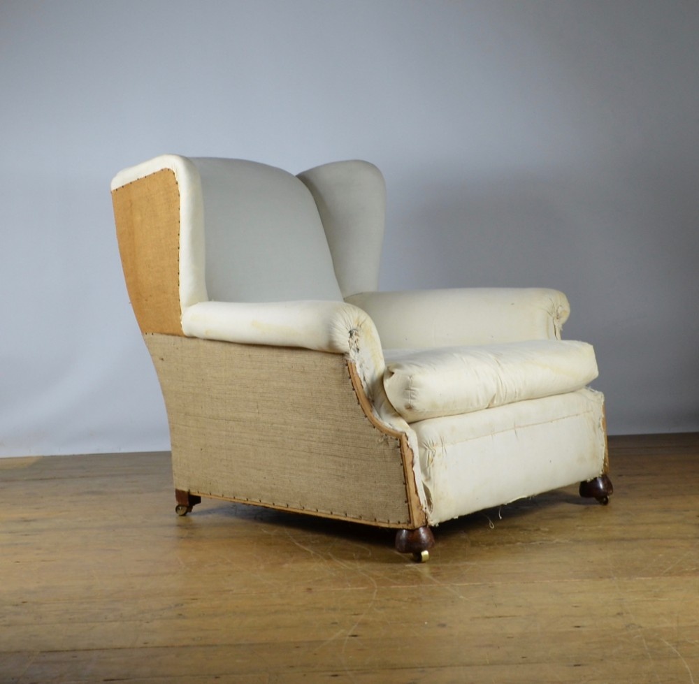 VERY LARGE ENGLISH ARMCHAIR - REUPHOLSTERY INC - C314
