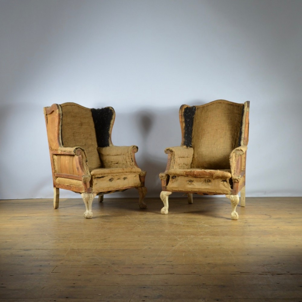 PAIR OF WING CHAIRS - REUPHOLSTERY INCLUDED