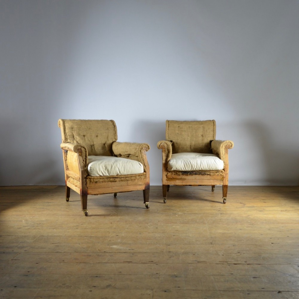PAIR OF EDWARDIAN ENGLISH ARMCHAIRS - FULL REUPHOL. INC.