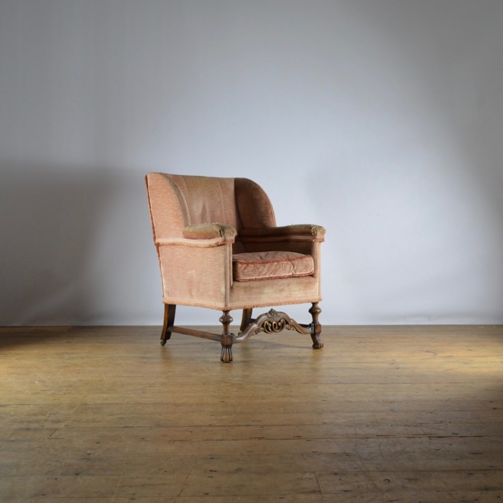 1920'S WALNUT ARMCHAIR - FULL REUPHOLSTERY INC.