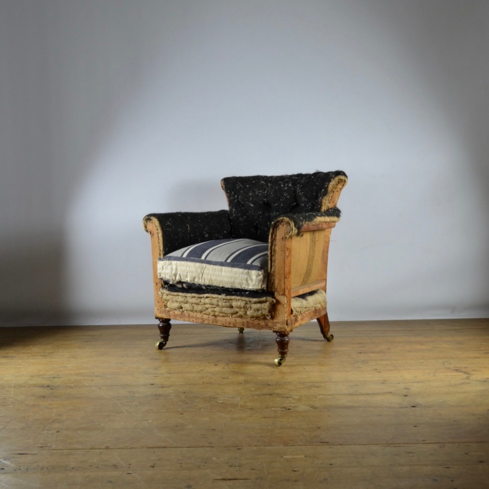 19TH CENTURY ENGLISH ARMCHAIR - FULL REUPHOL. INC.