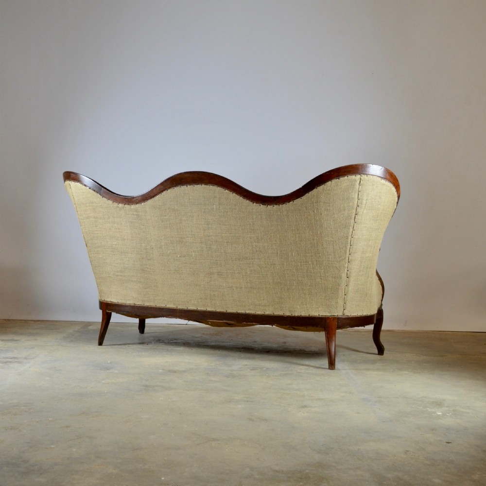 French Mahogany Sofa, Full Reupholstery Inc. View II