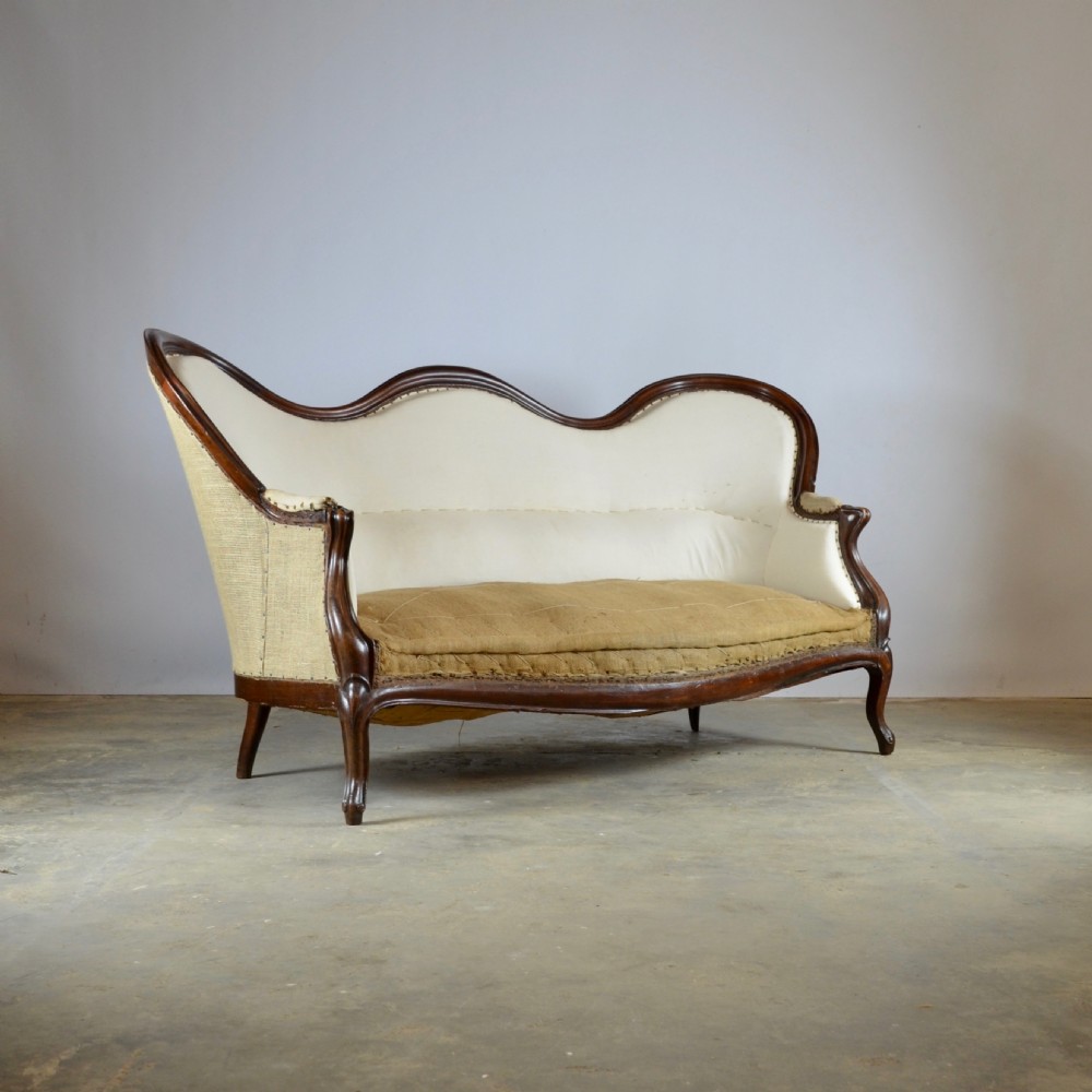 French Mahogany Sofa, Full Reupholstery Inc. View III