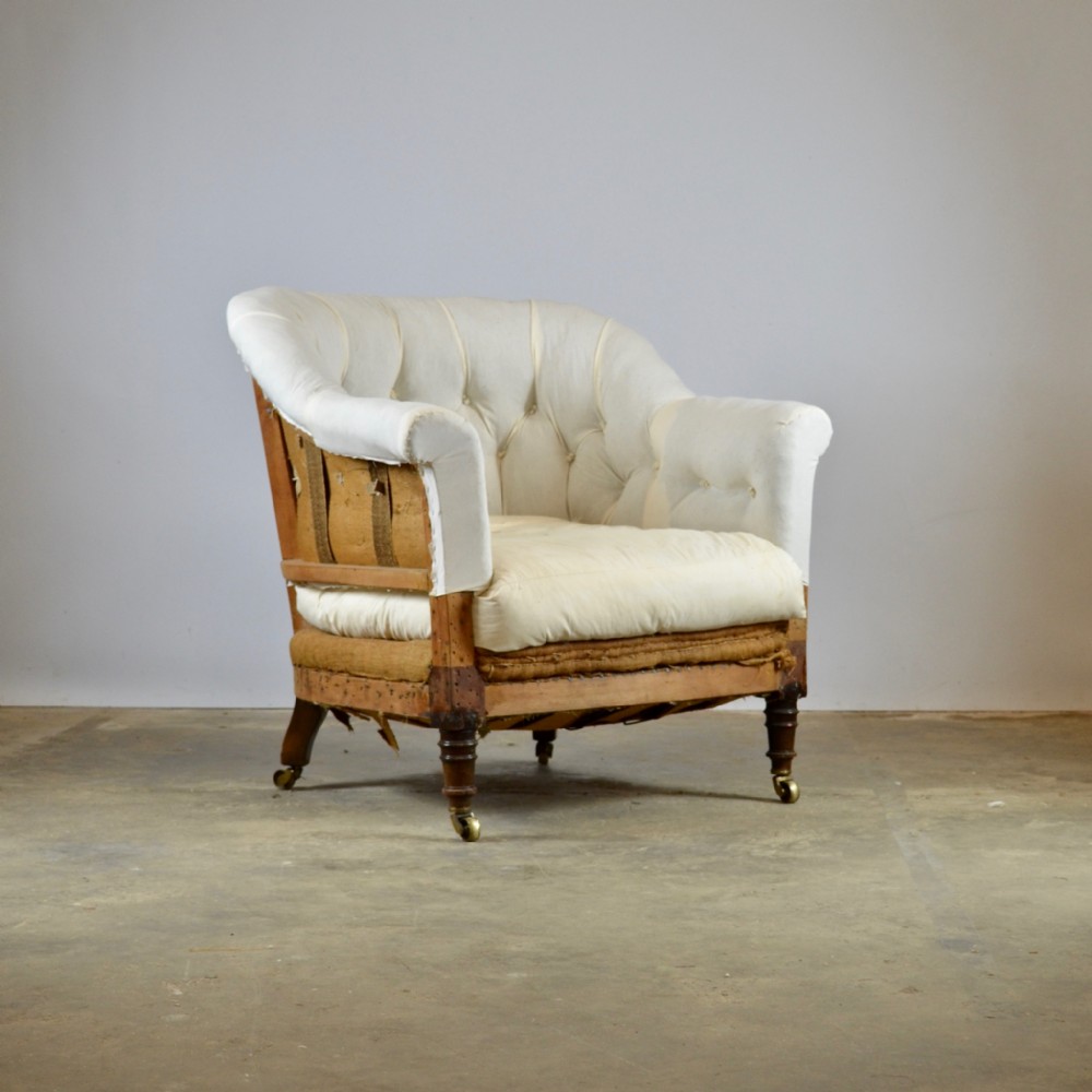 Buttoned Library Chair, Full Reupholstery Inc.