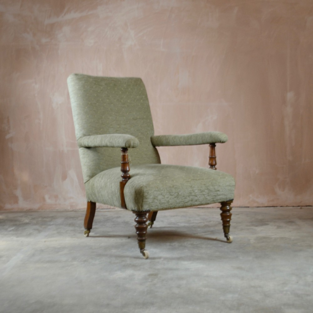 19th Century Open Arm Library Chair