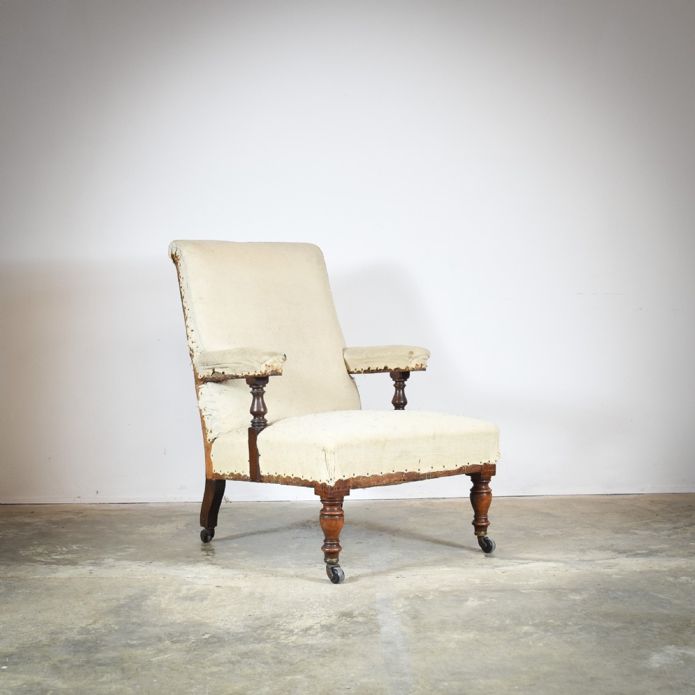 19th Century Open Arm Library Chair