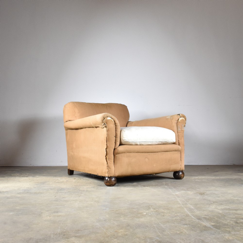Pair 1930s Deep Seated English Armchairs View II