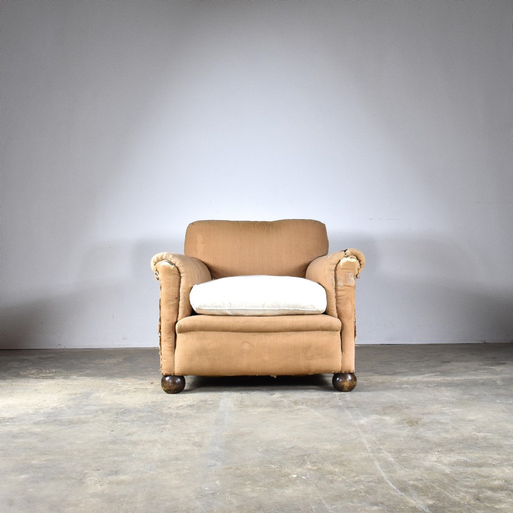 Pair 1930s Deep Seated English Armchairs View III