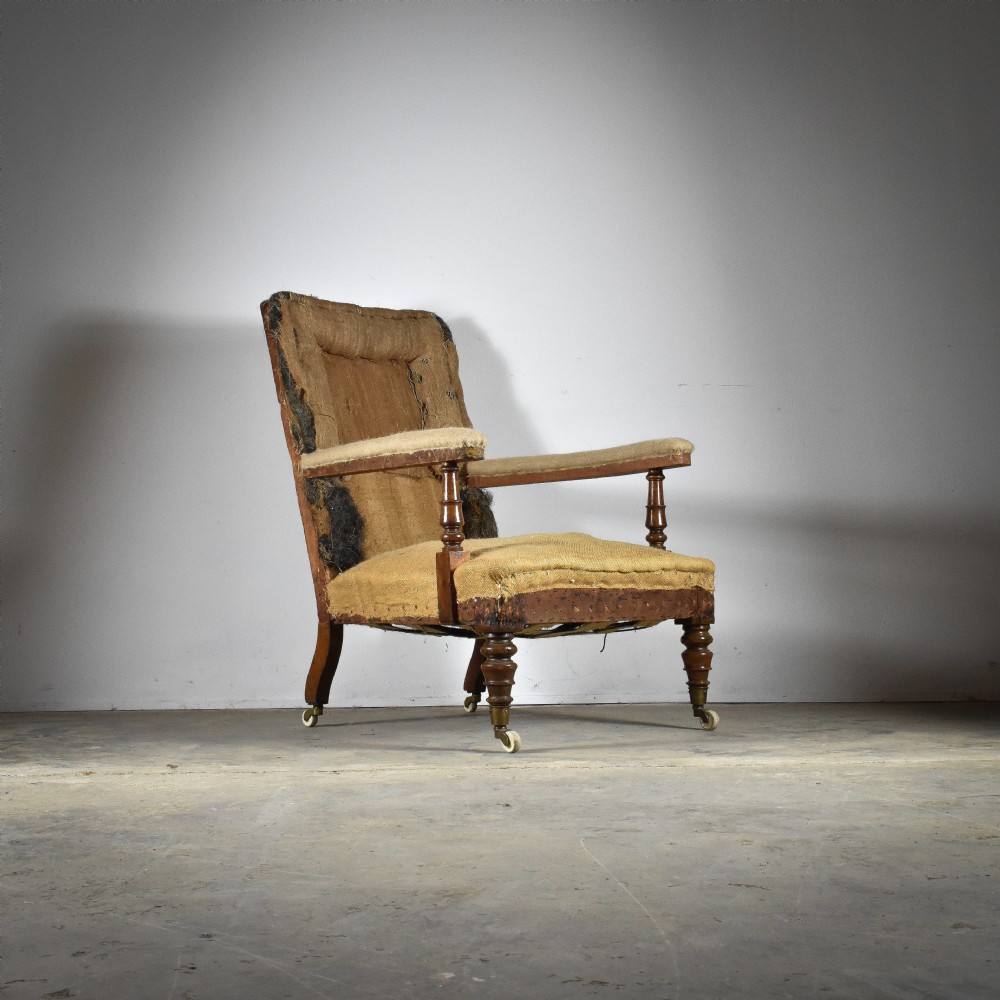 19th Century Open Arm Library Chair