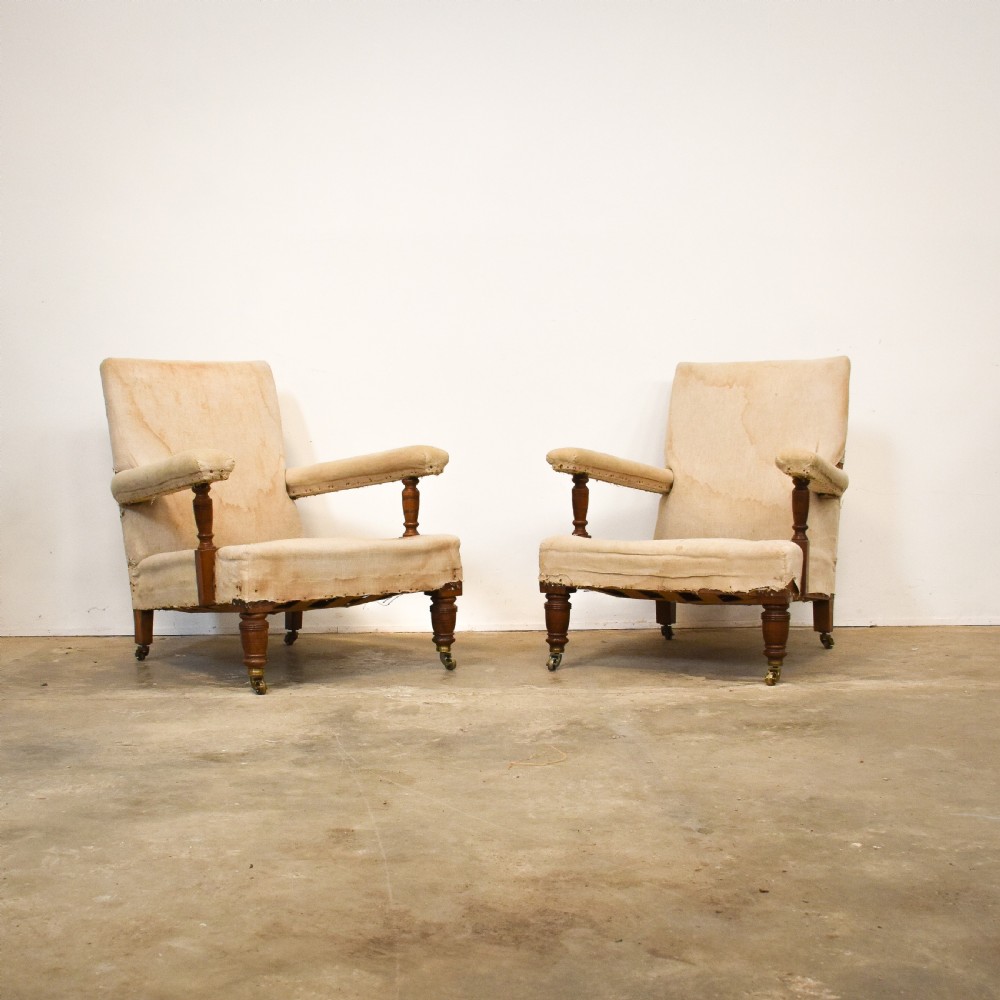 Pair of Late 19th Century Open Arm Library Chairs  View II