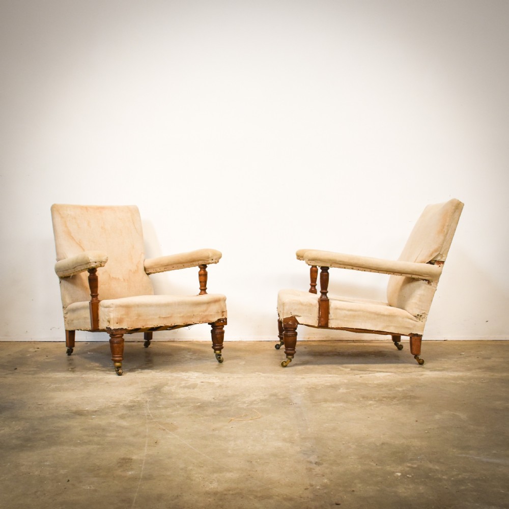 Pair of Late 19th Century Open Arm Library Chairs  View IV