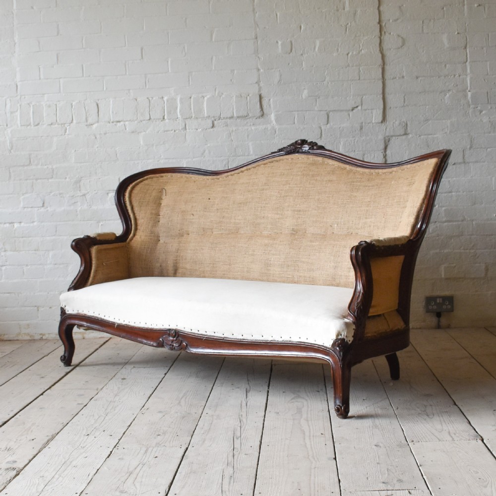19th Century French Mahogany Salon Sofa 