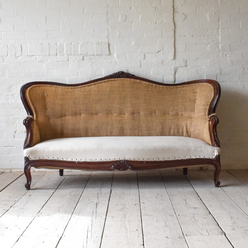 19th Century French Mahogany Salon Sofa  View III