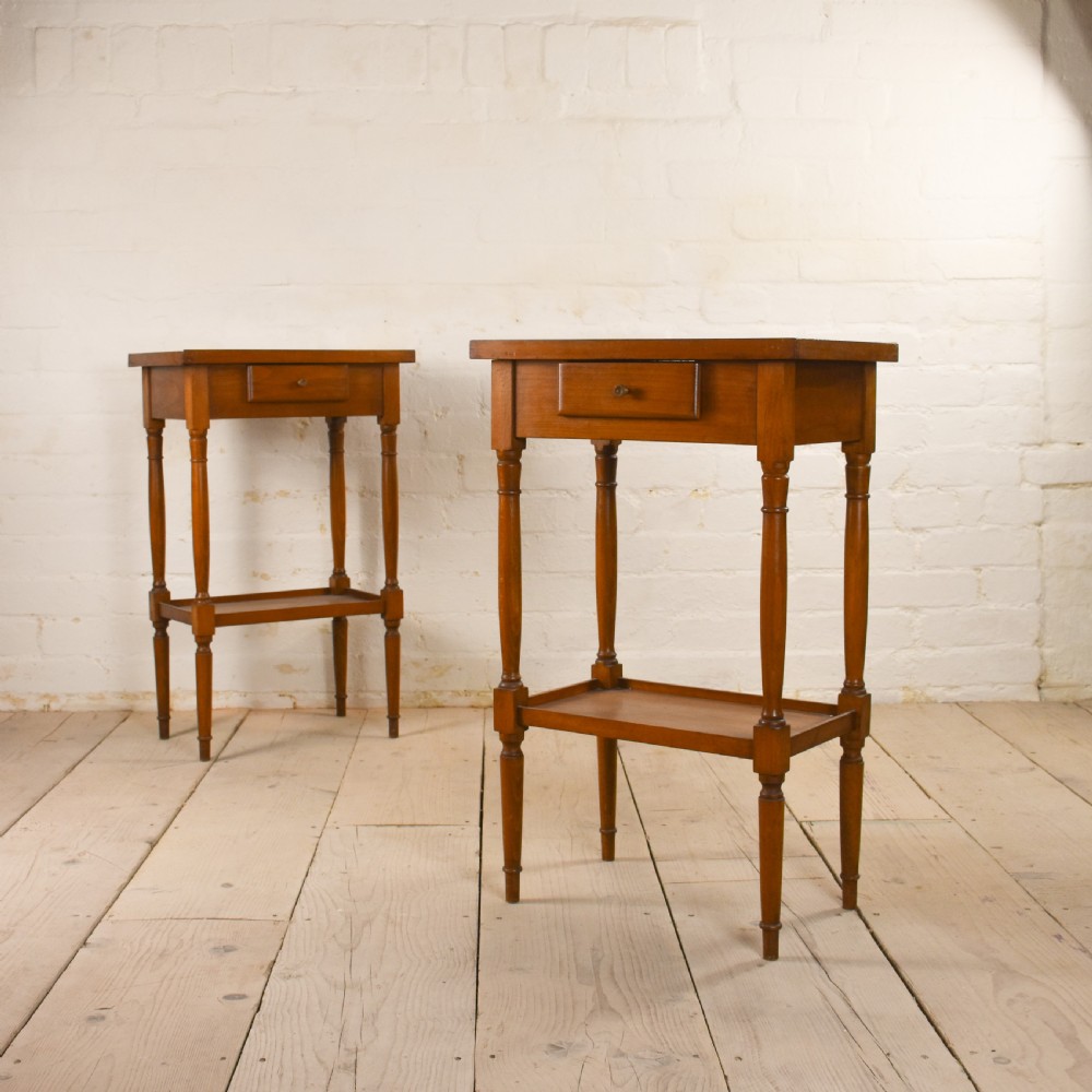 Pair 20th Century French Fruitwood side Tables  View II