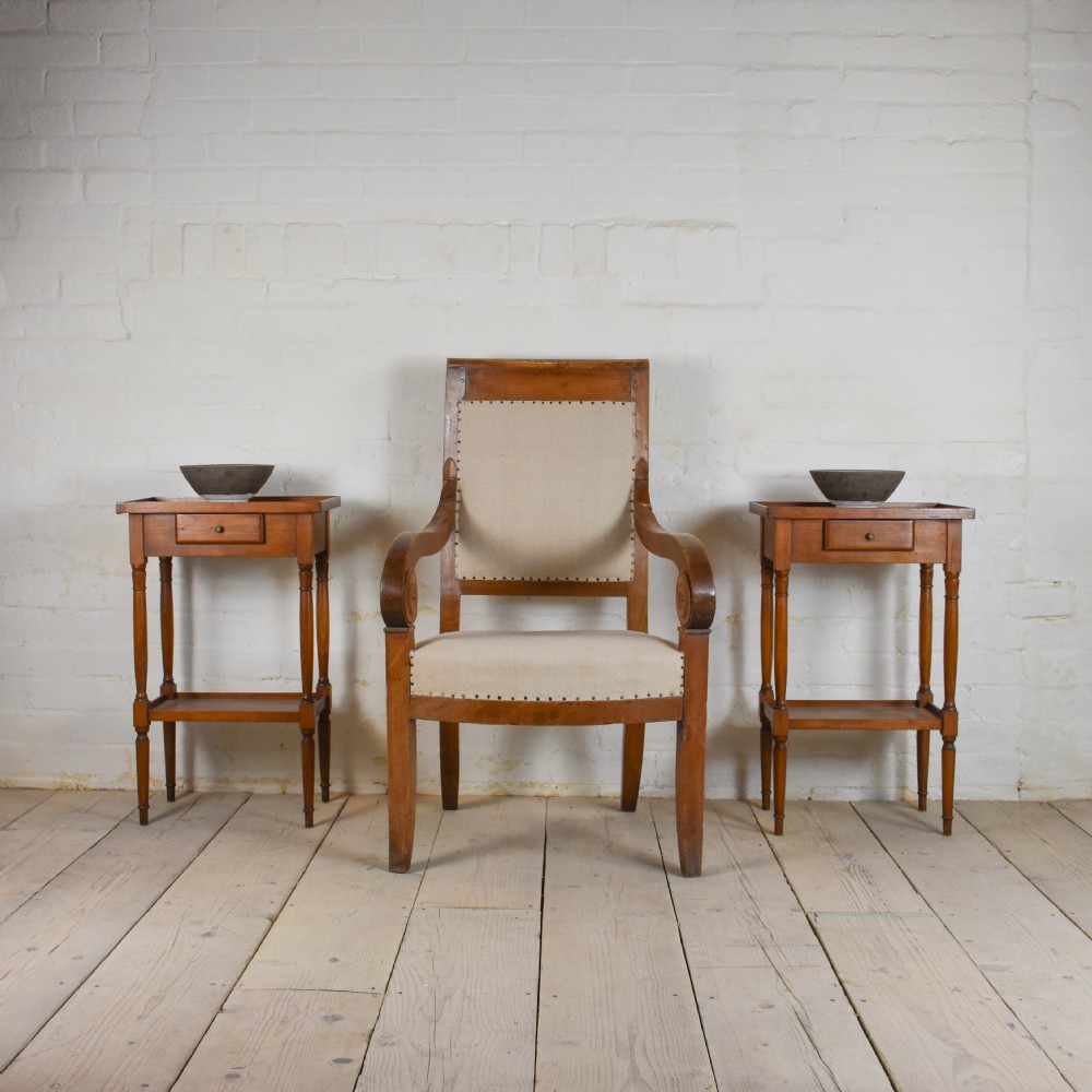 Pair 20th Century French Fruitwood side Tables  View III