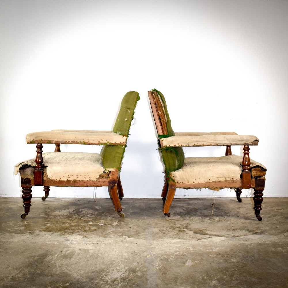 Pair of 19th Century Open Arm Library Chairs View II
