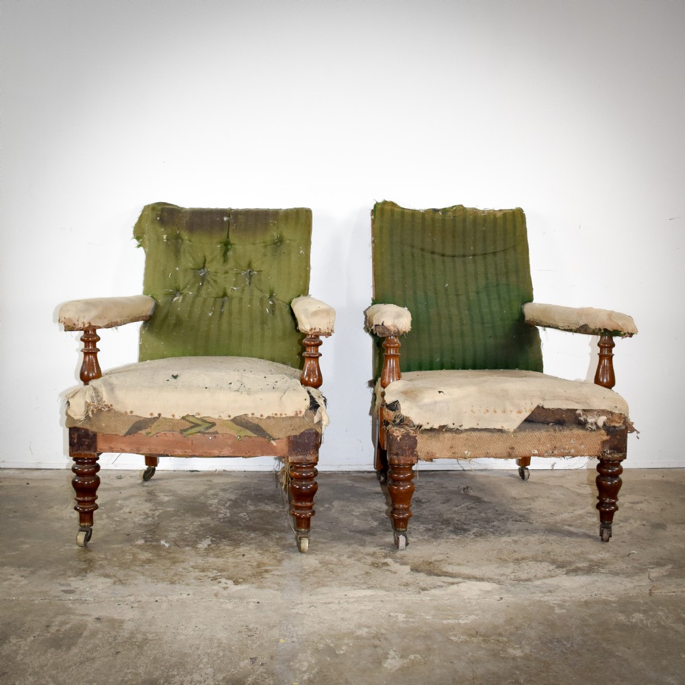 Pair of 19th Century Open Arm Library Chairs View III