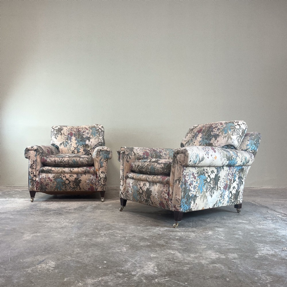 Pair of Extremely Deep Seated Maple and Son Armchairs