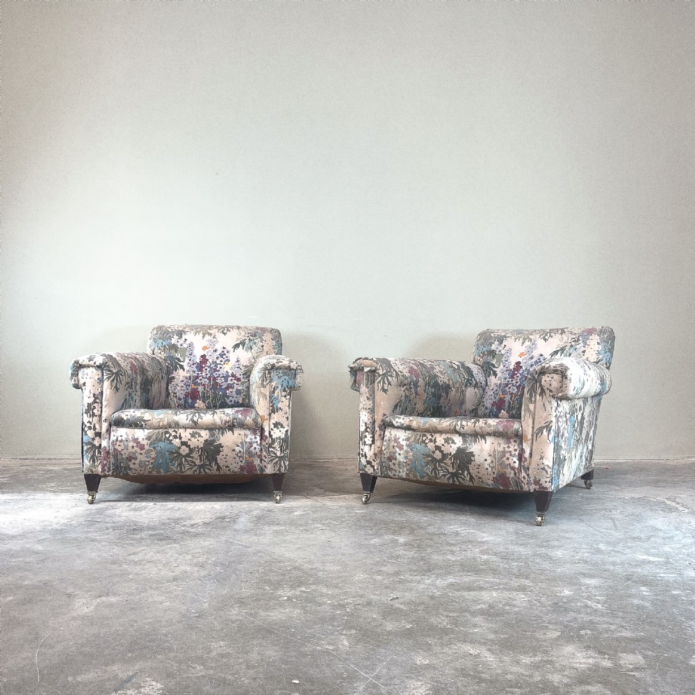 Pair of Extremely Deep Seated Maple and Son Armchairs View IV