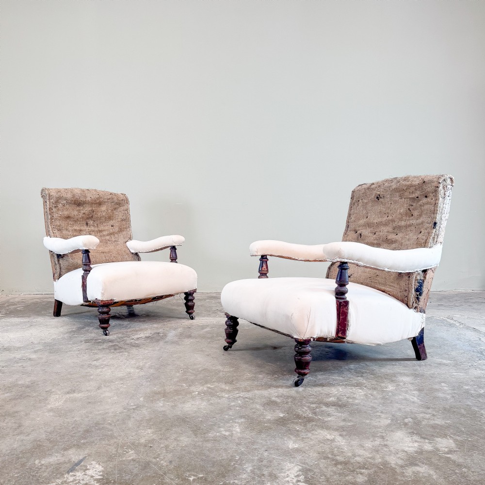Large Pair pf Open Arm Library  Chairs  View III