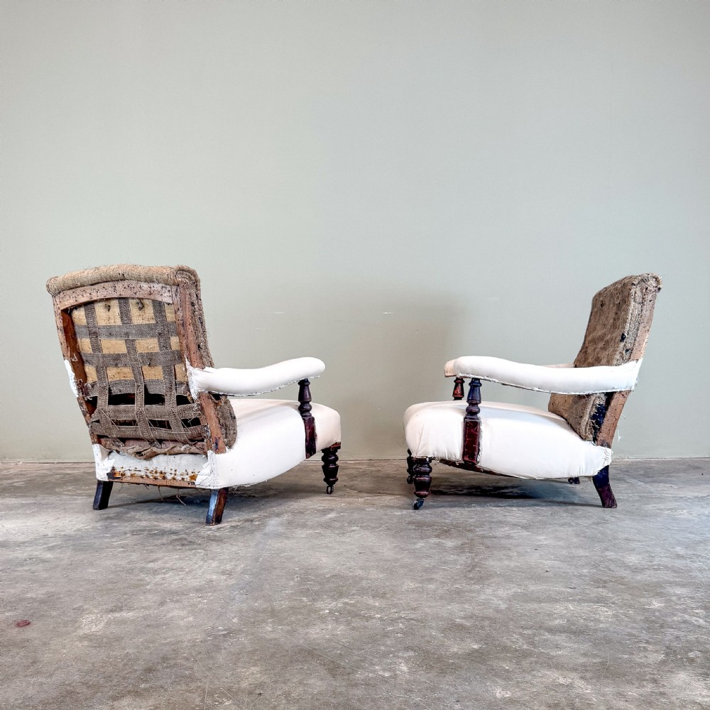 Large Pair pf Open Arm Library  Chairs  View IV