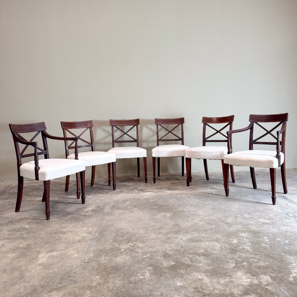 Set of Six Sheraton Design Dining Chairs 