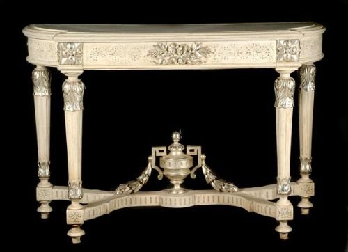 A Cream Painted and Marble Mounted Console Table