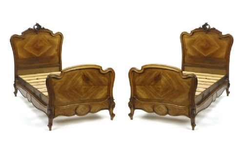 Pair of French Mahogany Single Bed Frames