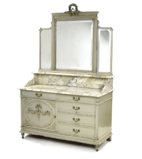 Painted French Wash Stand with Stool