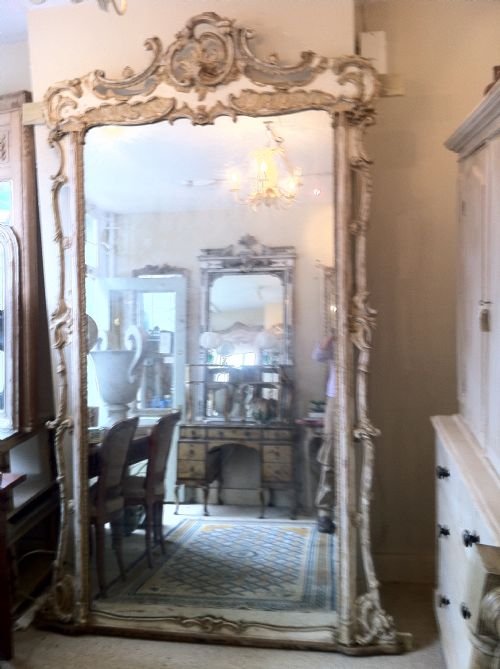Large 19th Century French Painted Wall Mirror