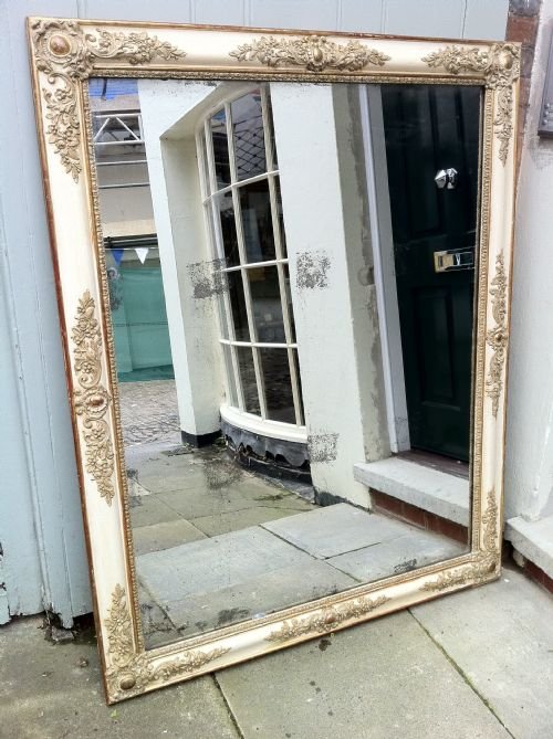 19th Century French Cream and Gilt Decorative Mirror